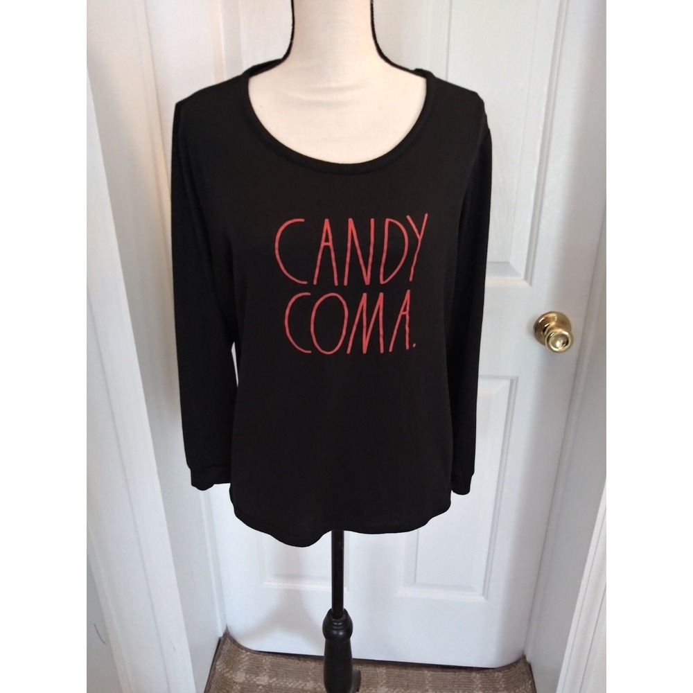Rae Dunn Top Pajama Halloween Candy Coma Large Women Just top.